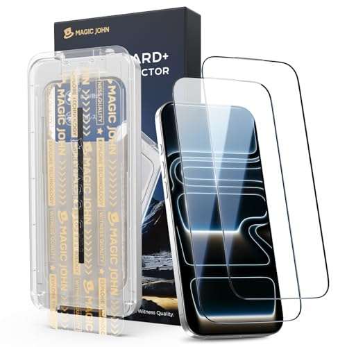 MAGIC JOHN 9H+ HD Schutzfolie für iPhone 17 Pro, 2er Set(3. Gen) | Staub- & blasenfreie Montage, fingerabdruckabweisend, 9H+ Hartglas, kratz- & stoßfest, hüllenkompatibel, abgerundete Kanten