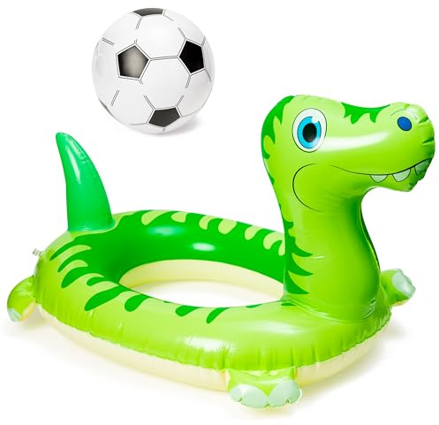 YINGENIVA Schwimmring Kinder Schwimmreifen Dinosaurier Kinder Aufblasbare Schwimmtiere Pool und Fußball Beach Ball Tiere Aufblasbar Spielzeug für Schwimmbad-Party Partyzubehör 3-12 Jahre