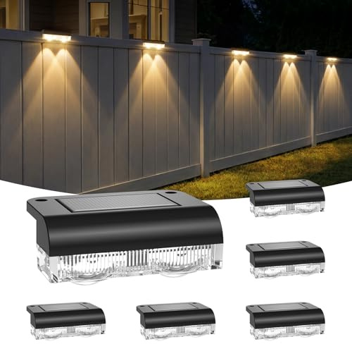 A.bigwhale Solar Wandleuchte Aussen, Solar Zaunleuchten für Außen 6 Stück Solarleuchten Wasserdichte Außenbeleuchtung, Solarlampen für Außen Garten Wand Balkon Terrasse Treppen