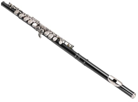 Kadimendium 16-Tasten-Flöte mit Offenem Loch, Exquisite Handwerkskunst, Professionelle Flöte für Musikunterricht, Orchester, Kupfernickel, Schwarz
