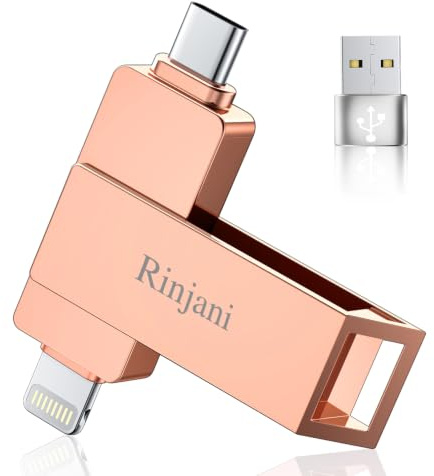 [Ohne App]USB Stick 128GB für iPhone,USB C Stick,Lightning,MFi-Zertifiziert | 3-in-1 Speicherstick für iPhone,iPad,OTG Android Handy,Mac,PC,USB 3.0 Flash Drive Externer Speicher für Fotos,Videos,Dateien