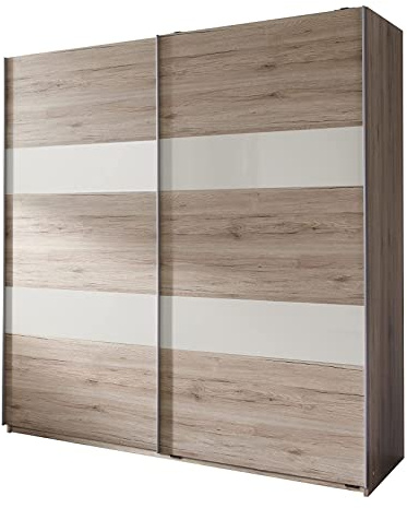 Germanica™ DRESDEN Bedroom 180cm Sliding 2 Door Wardrobe, In A Choice of 2 Colour Schemes SANREMO OAK & WHITE or CONCRETE & LAVA(SANREMO OAK & WHITE) MADE IN GERMANY