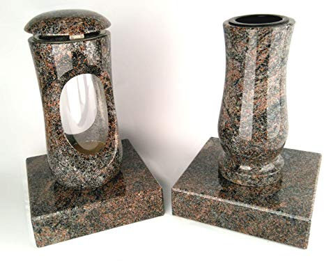 designgrab Design small Grablampe mit Vase und 2 Stück Sockel aus Granit Paradiso