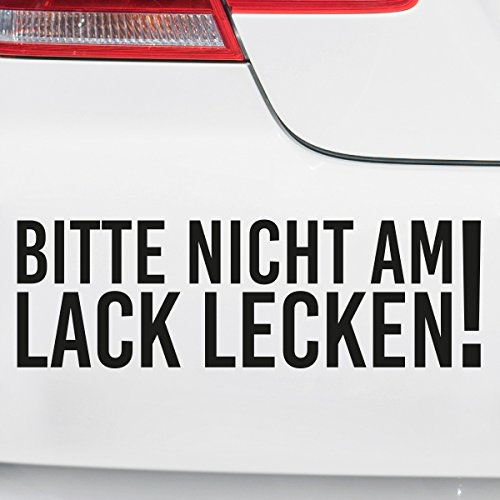 Motoking Autoaufkleber - Lustige Sprüche & Motive für Ihr Auto - Bitte Nicht am Lack lecken! - 12 x 3,8 cm - Schwarz Glänzend