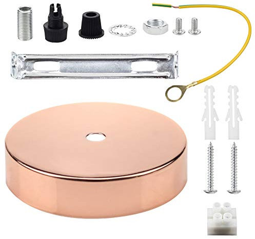 TIANFAN Deckenrosette für Hängelampe flexible Klemmplatte für Lampenfassung 100 mm (Roségold)