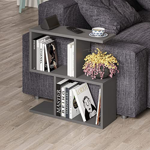 Hocuspicus HOCUS PICUS 2 Tier Storage End Side Table | Versatile C Table | 60x60x19.5cm | Shelves Organizer | Office Living Room | End Desk Stand Display (Anthracite)