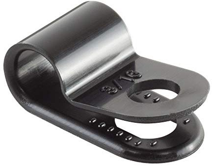 GTSE 100 Pack of Black Nylon P-Clips, 5.0mm (3/16”) Diameter, Plastic Cable Clips
