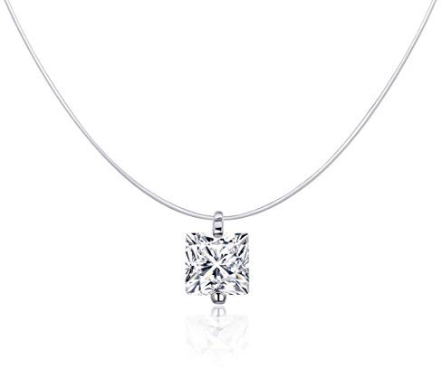 NewL - Collana girocollo invisibile, in argento Sterling 925, da donna, a forma di goccia d'acqua