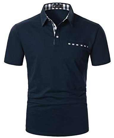 STTLZMC Mens Casual Short Sleeve Polos with Fashion Plaid Splice T-Shirt