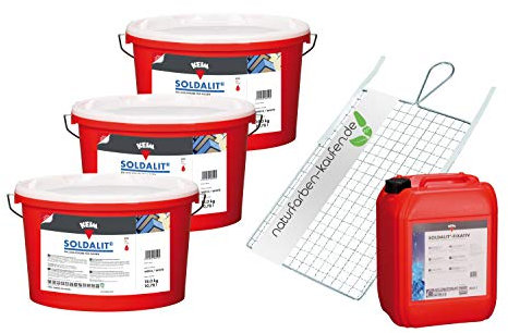 KEIM Soldalit SOL-Silikatfarbe mit 5l Soldalit Fixativ und einem Rollsieb Weiß 3 Eimer a 18 kg