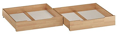 Erst-Holz Bettkasten zweiteilig aus Buche als Staukasten für unsere Betten - Buche farblos lackiert 90.10-BS32