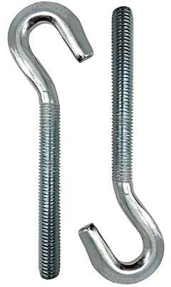 DOJA Industrial | Gancho con Rosca | M8 x 60 | PACK 5 | Acero Forjado | Ganchos de Techo y Pared con Tornillo | Ganchos Atornillables | Taco con Gancho | Gancho de perno | Tornillos para colgar