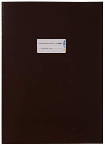 HERMA 19754 Heftumschläge A4 Karton Braun, 10 Stück, Hefthüllen mit Beschriftungsfeld aus stabilem & extra starkem Papier, Heftschoner Set für Schulhefte, farbig