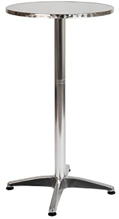 Flash Furniture Mellie Bartisch aus Metall, Aluminium-Terrassentisch, 59,9 cm hoch, runder Bartisch, für drinnen und draußen