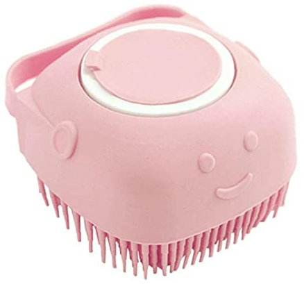 Pet Bathing Brush Silicone Shampoo Massage Dispenser Brush for Cat Dog Pink