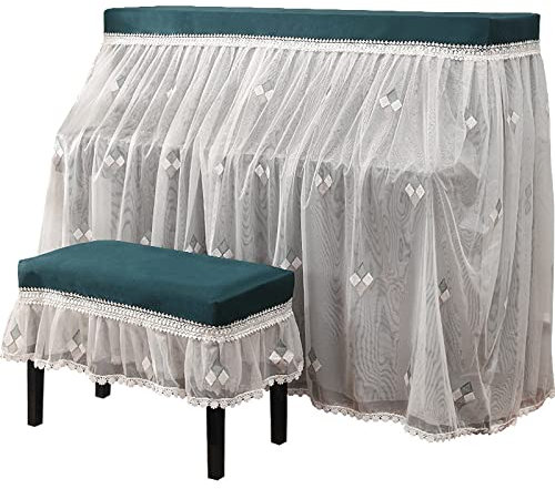 XQHD Piano Cover Top Cover Full Upright, Baumwolle Staubschutz Modischer Luxus für Upright Vertical Piano Top Cover,Blue