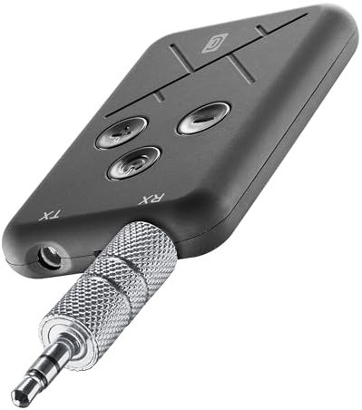 Cellularline - Wireless Transmitter - Bluetooth-Sender und -Empfänger für Aux-Anschluss - Spielzeit 10 Stunden - Ladezeit 2,5 Stunden - 3,5-mm-Klinkenstecker - Schwarz