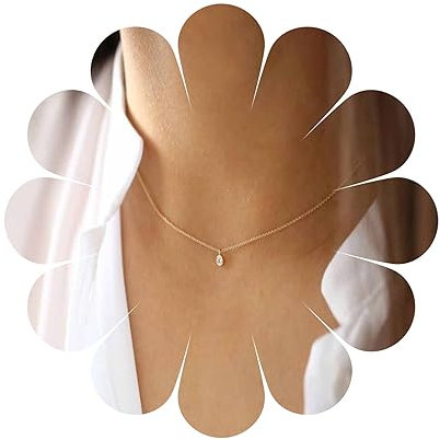 Yheakne Boho Piccolo girocollo di cristallo Collana con ciondolo in quarzo trasparente dorato girocollo con punto minimo CZ semplice per tutti i giorni di nozze Gioielli per donne e ragazze (Oro A)