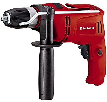 Einhell Taladro percutor atornillador eléctrico con cable - TC-ID 650 E - con guía para espigar kwb - 650 W, 240 V, 2600 RPM, 2 funciones: perforación y taladro de percusión. Control de velocidad.