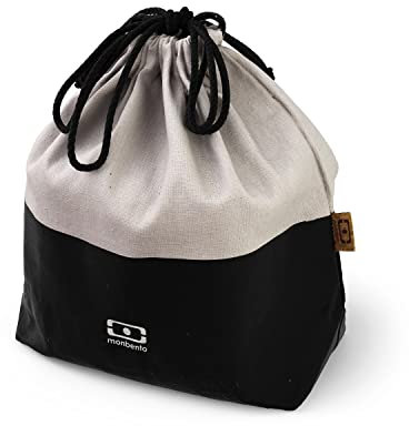 monbento - Lunch Tasche MB Pochette L Onyx - Polyester und Baumwolle Gross Bento Tasche - für Büro/Meal Prep/Schule - Kann eine Bento Box + Flasche + Besteck-Set Enthalten - Schwarz