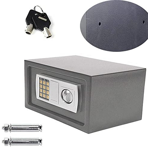 8.5L Passwortschlüssel Diebstahlsicherer Safe Wandmontierter Digitaler Elektronischer Sicherheitstresor, Stahl Sicherheitskasse Geldsafe Elektronische Sicherheit für Home Office, Grau