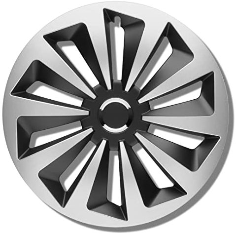 Radkappen 14 Zoll - Silberne/Schwarze Radzierblenden 4er-Set von 13-16 Zoll - The Rock Radblenden für die meisten Automarken und Stahlfelgen - Zierkappen oder Felgenabdeckung für Autofelgen