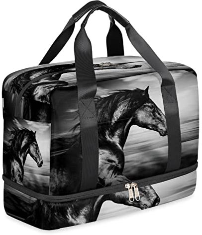 TropicalLife Reisetasche mit Schuhfach, Sporttasche, Sporttasche, Gepäcktasche, Wochenendtasche, für Erwachsene, Herren, Damen, Unisex, Schwarz, mehrfarbig, Reisetasche