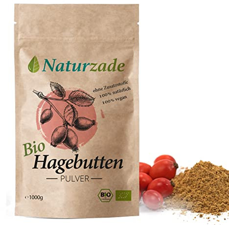 Hagebuttenpulver Bio 1kg Naturzade Hochwertiges Rohkostqualität 100% naturrein