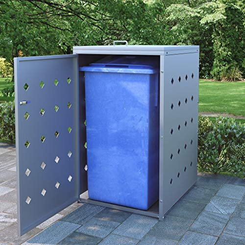 Mogou Single Wheelie Bin Shed,Wheelie Bin Cover Shed, Wheelie Bin Lock, Wheelie Bin Hideaways 240 L Stainless Steel