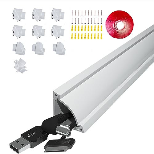 Cord Cover Raceway Kit,157in Corner Cord Concealer,Paintable Cable Hider on Wall,Corner Cable Management Kit,Cord Hider Wire Concealer,Wire Cover in Home Office,10XL15.7in,White