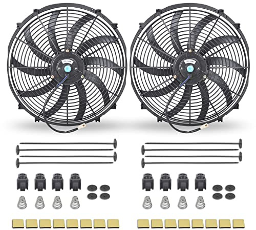 FGJQEFG Lot de 2 ventilateurs universels noirs de 40,6 cm - 12 V - 120 W - Kit de montage pour ventilateur de refroidissement