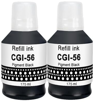 Molabel Bouteilles d’Encre compatibles GI-56 GI-56BK (2 Noires) pour Canon MAXIFY GX7050, GX6050, GX5050, GX4050, GX3050