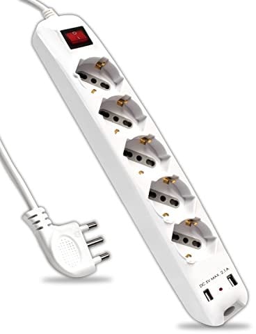 V-TAC Ciabatta Multipresa Elettrica con Interruttore e Cavo da 1,5 Metri - 5 Prese 10/16A Bipasso + Schuko + 2 Prese USB - Con Spina 16A - Presa Elettrica per Casa, Ufficio, Negozio - Colore Bianco