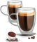 GlassTone Coffee Cups - Double Walled Glass Mugs - Set of 2 Glass Coffee Mugs Glass Cups Cappucino Cups Coffee Glasses - 350ml