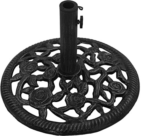 Homgoday Porte-Parapluie Robuste en Fonte avec Adaptateur Universel - Noir, 48 x 33 cm