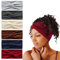 6Stück Bandana Stirnbänder für Frauen breite wellige Kopftuch Boho Kopftücher Wraps Turban Stoff elastische Stirnband Yoga Haarbänder Sport Laufen Kopftücher (Solidcolours)