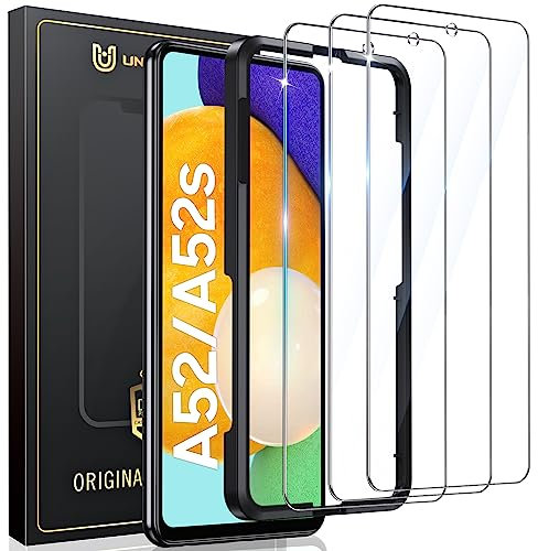 UniqueMe Schutzglas für Samsung Galaxy A52/A52S 5G Schutzfolie,3 Stück für Samsung A52/A52S Folie,9 H Härte Panzer Schutz Glas Kratzfest Displayschutz,HD-Fingerabdruck-Sensor