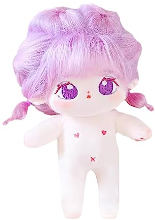 niannyyhouse 20cm Plüsch Puppe Lila Mädchen Humanoide Gefüllte Körper kein Attribut 8 Zoll Normaler Körper Tragbare Kleidung Dress Up Geschenke (13-mit Skelett)