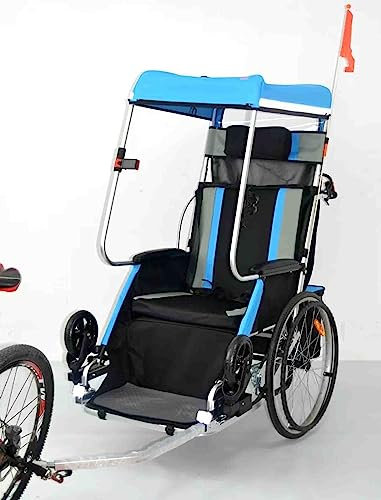 CAULO Rimorchio per Bicicletta Sedia a rotelle per Adulti Bicicletta Rimorchio Posteriore in Lega di Alluminio Assorbimento degli Urti Trattore Comodo Carrello Multifunzionale (Blue)