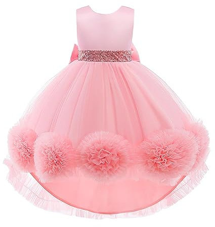 Lito Angels Robe Demoiselle d'honneur Ceremonie Mariage pour Enfant Filles Taille 6-7 Ans, Rose (étiquette en Tissu 130)