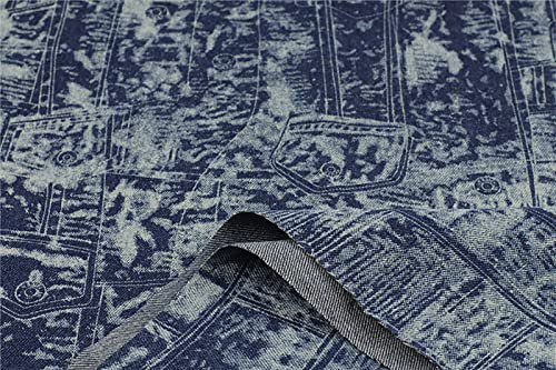 SUYOGI Jeansstoff Jeansstoff zum nahen meterware Baumwollstoffe gewaschener Jeansstoff verdicken 145 cm breit Jacquard zum Nähen von Hosen, Jacken, Dekorationen(Color:Dunkelblau)