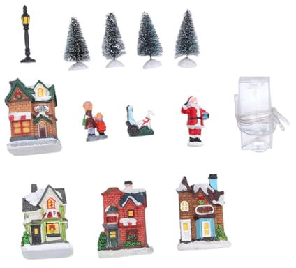 Garneck 1 Satz Leuchtende Hausverzierung Weihnachtsdorf-sammlung Feriendorfhaus Krippenzubehör Schickes Festgeschenk Weihnachtsdekoration Beleuchten Harz Dorf Serie Empfindlich Beleuchtung