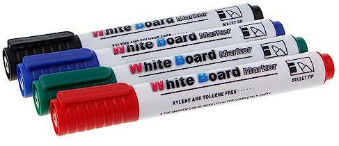 Whiteboard-Marker, 4 Farben, für Schule, Büro, Studium, Arbeitszubehör zum Markieren von Dokumenten, Dateien, praktisches Gadget, Whiteboard, Stifthalter, magnetisch, 4 Stück