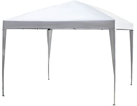 Outsunny Carpa Plegable Gazebo 3x3 m Cenador Plegable con Altura Ajustable en 3 Niveles Toldo Anti-UV y Bolsa de Transporte para Camping Fiestas Blanco