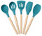 Onader Kitchen Utensils Set, 5 Piece Silicone Cooking Utensils with Wooden Handle, Non-Stick Spatula Spoon Turner Safe for Cookware, Non-Toxic & Heat Proof, Dark Blue