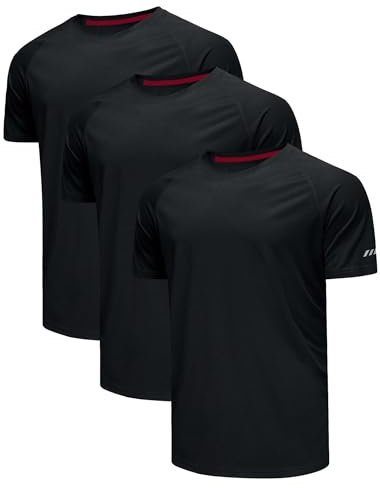 Gym T-Shirts pour Hommes Sport Tshirt Hommes Course à Pied Séchage Rapide Respirant Fitness Fonctionnel Activewear Séchage Rapide Training Shirt Hommes Course à Pied Manches Courtes-Noir-L