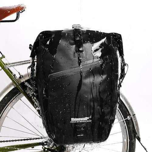 Rhinowalk Bike Pannier Bag Waterproof 25L Postman Saddle Bag Laptop Pannier Rack Bicycle Bag Professional Cycling Accessories-Black