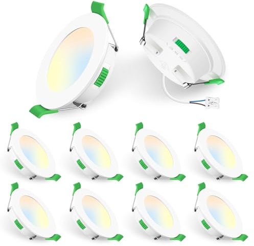 ALUSSO Einbaustrahler LED 68mm Dimmbar, 5W 440LM LED Spots 230V, 3CCT 3000K Warmweiß 4000K Neutralweiß 6500K Kaltweiß, IP44 Deckenspots für Badezimmer Küche Wohnzimmer, 10er Set