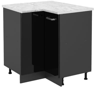 Vicco Eckunterschrank R-Line, Schwarz Hochglanz, 75.6 cm