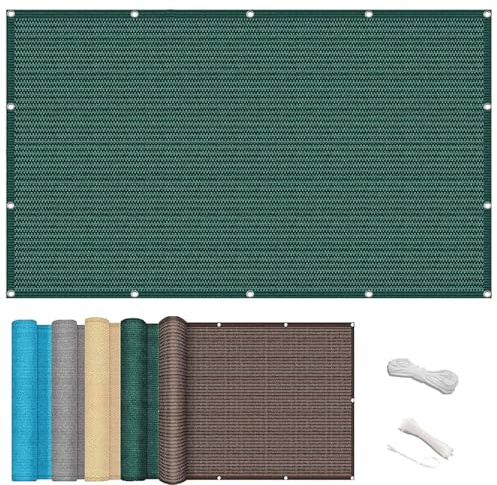 Recinzione Giardino 0.7 x 6 m Oscurante Protezione Solare Rete Copertura Ringhiera Balcone Schermo Del Balcone con Corde per Balcone, Verde Scuro
